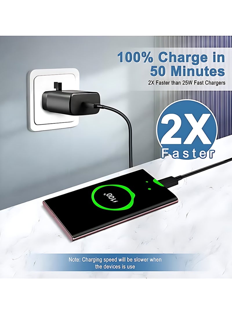 CLAVON 45W Super Fast Charger with Type-C Jack and USB-C Cable 1m Fast Charging Wall Adapter, Compatible with S24 Ultra/S24 Plus/S23 FE/S24/S22/S21 S20, A54 A25 A15 A05S A53 A34 A23 5G, Z Fold 4 5/Z Filp, Tab S7 S8, and Other Devices, Black - Image 4